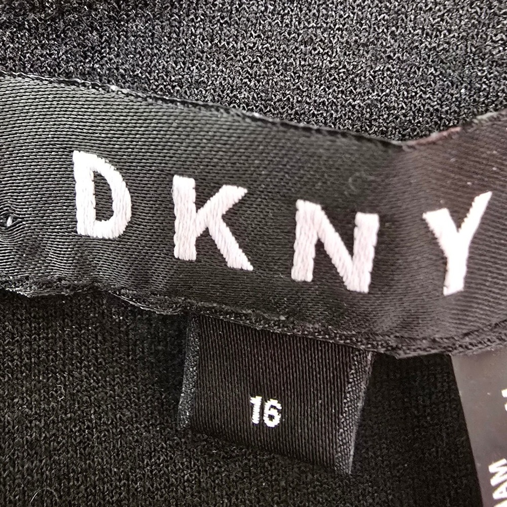 DKNY Black Zip Front Dress 16 Quiet Luxury Modern Minimalist Power Dressing City - Picture 2 of 11